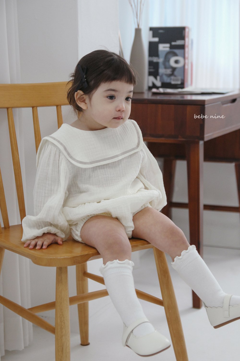 bebe nine22 (65-90) 3色棉麻水手包屁套裝