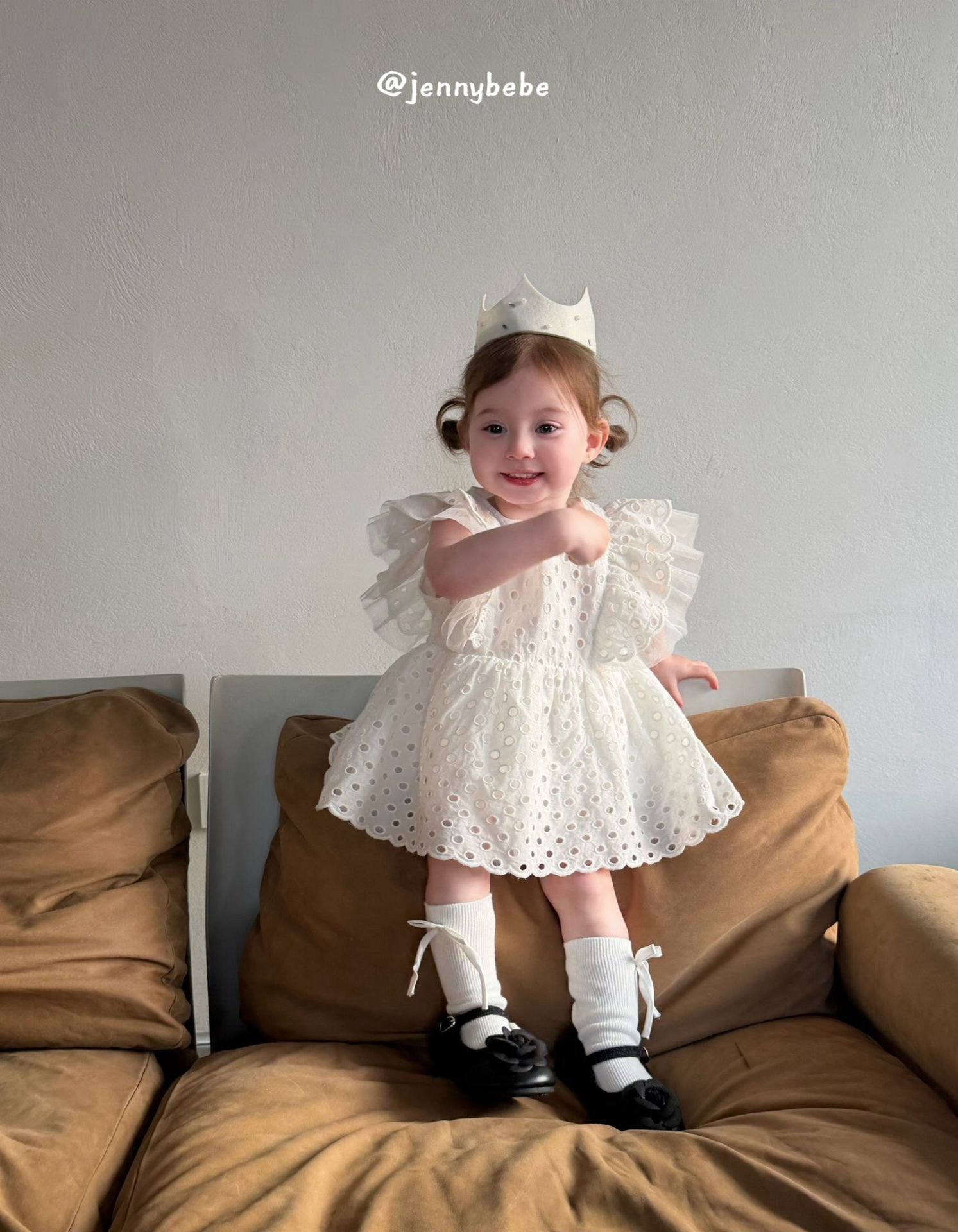 JE725｜(66-120cm) 波點刺繡洋裝包屁衣/洋裝