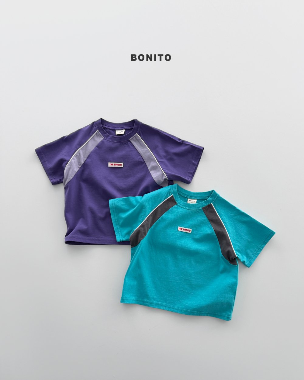 Bonito47｜(75cm-125cm) 2色插肩撞色上衣