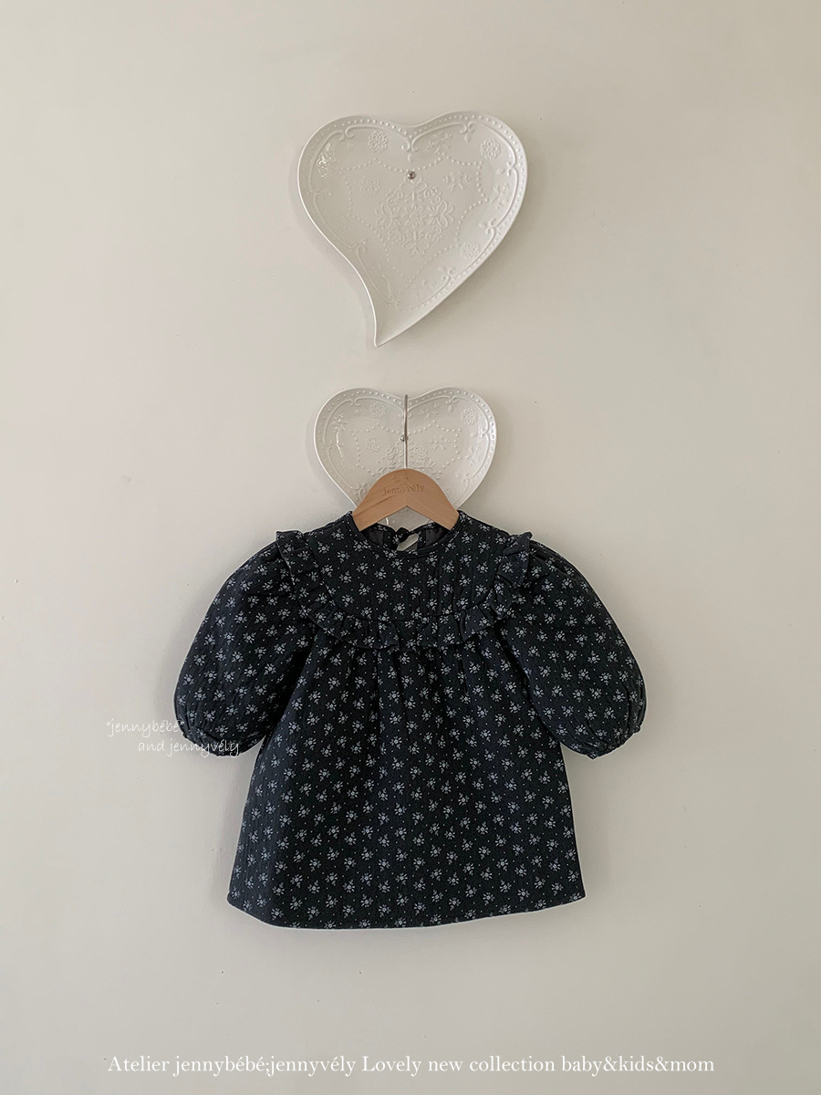 JE 631｜(80-120cm)  小碎花公主袖洋裝