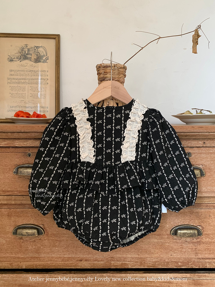 JE627｜(66cm-90cm) 復古碎花花邊包屁衣