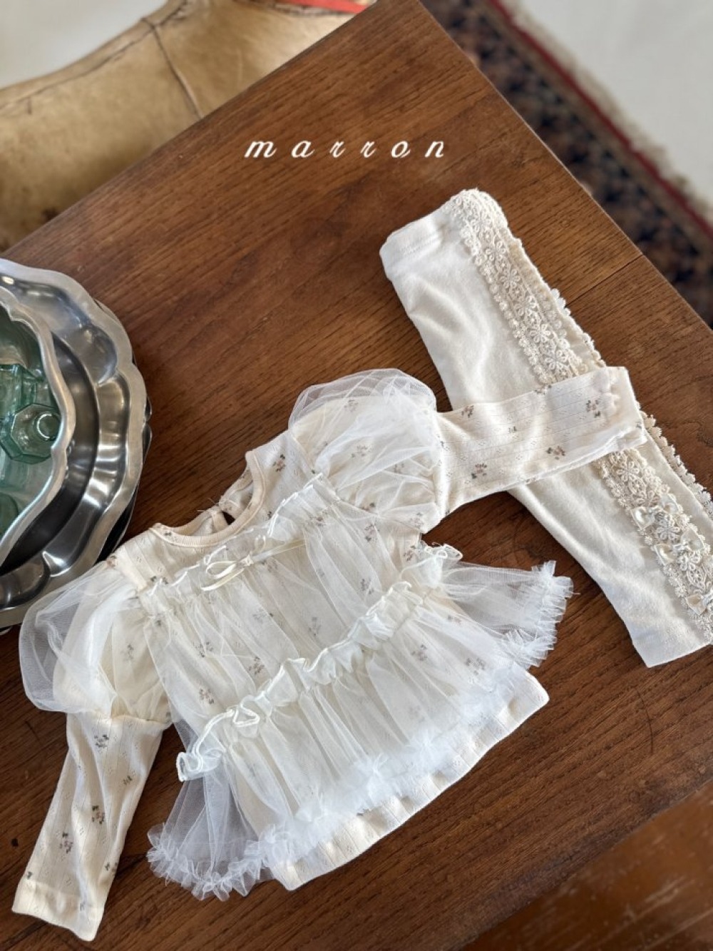 Marron50｜(1y-6y) 印花薄紗背心上衣