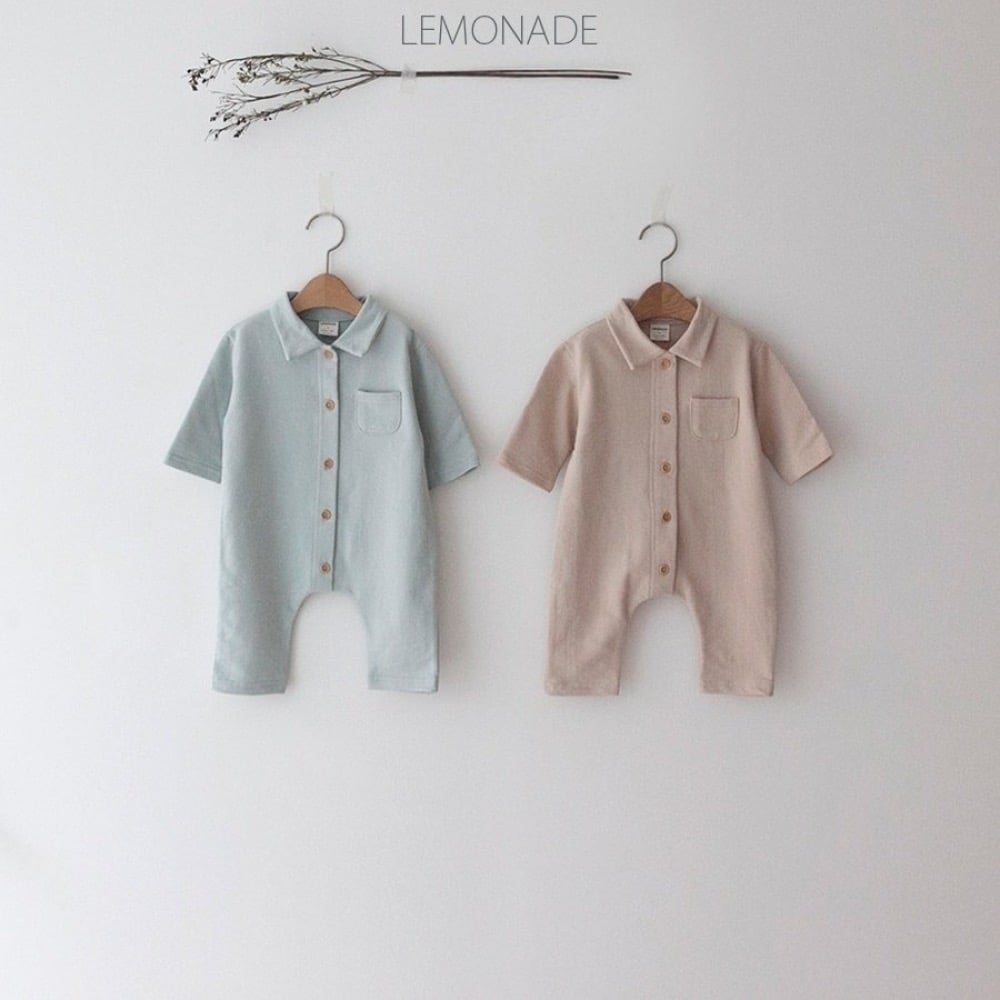 LEMONADE49｜(55cm-85cm) 2色有領素面連身衣