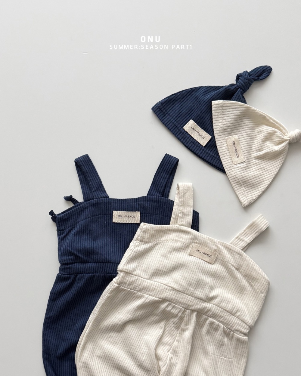 onu52｜(6m-12m) 無袖吊帶包屁衣/帽子