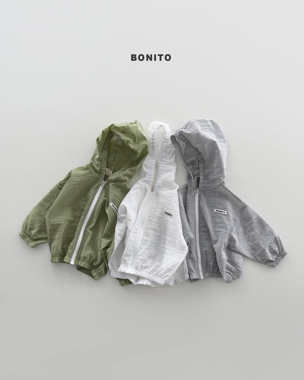 Bonito46｜(75cm-125cm) 3色連帽防風拉鍊外套
