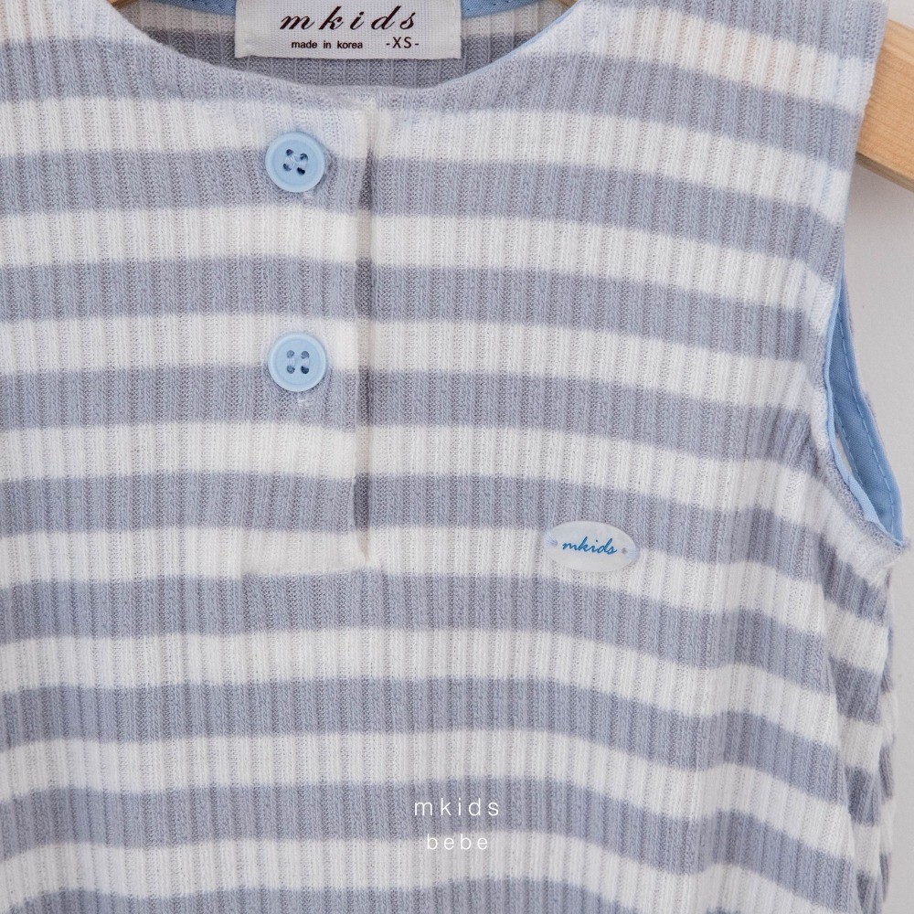 M-KIDS41｜(65-80cm) 條紋元標包屁衣