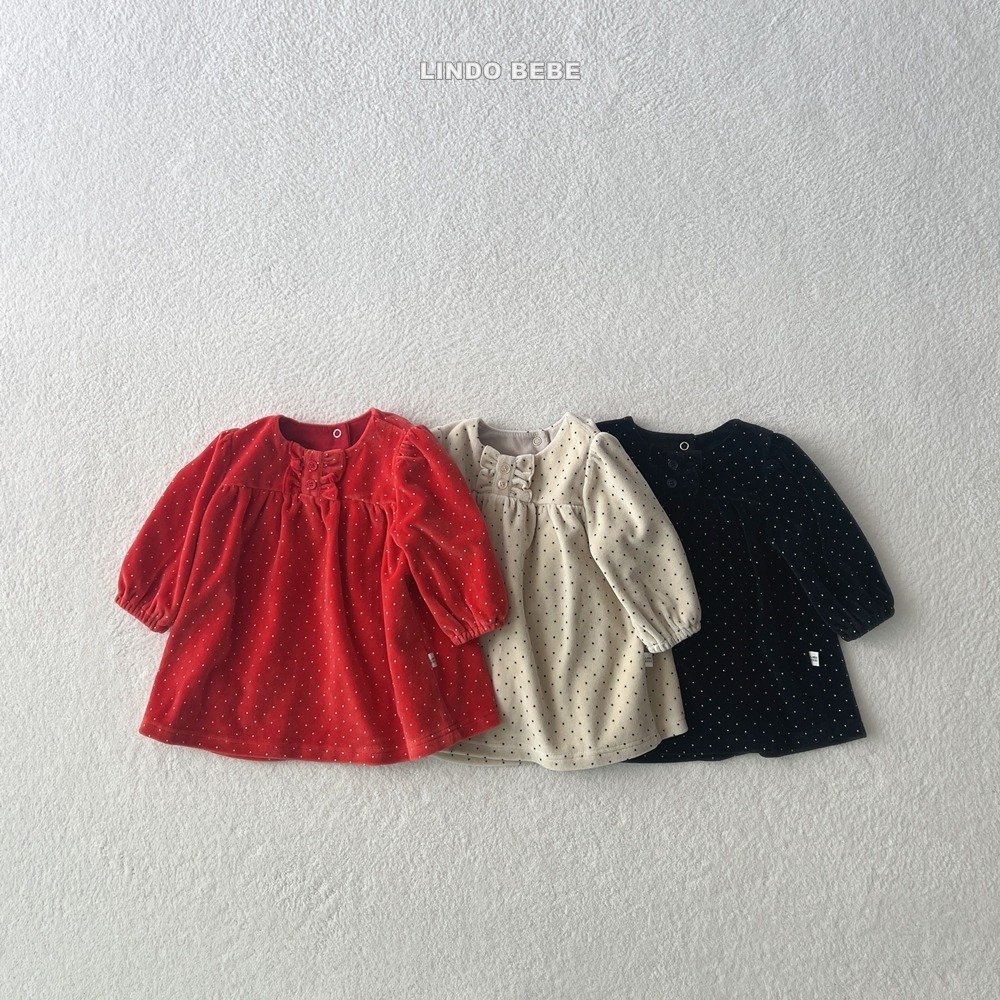 Lindo26｜(3m-18m) 波點絲絨洋裝