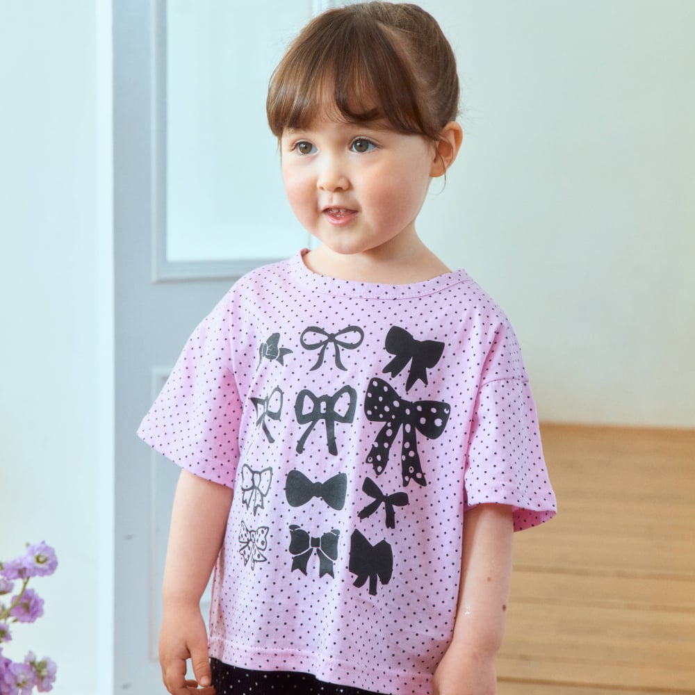 1st blue24｜(~93-118cm) 蝴蝶結印花上衣