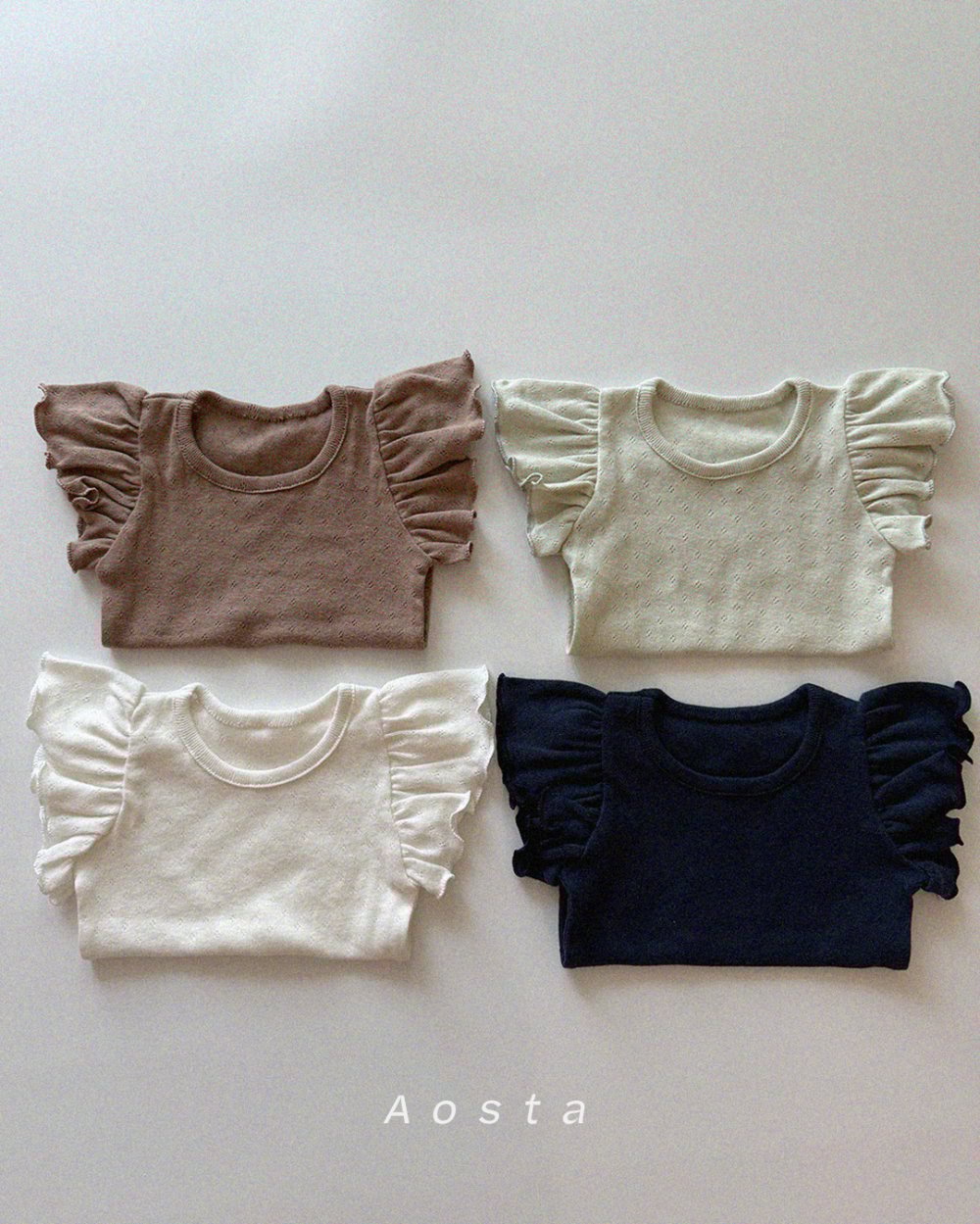 AOSTA06｜(6m-5y) 4色天使褶邊袖上衣