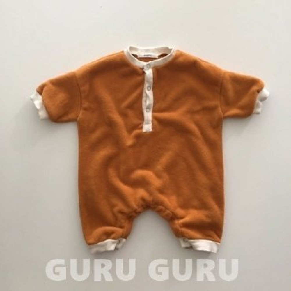 GURU GURU01｜(6m-24m) 2色抓絨排釦連身衣