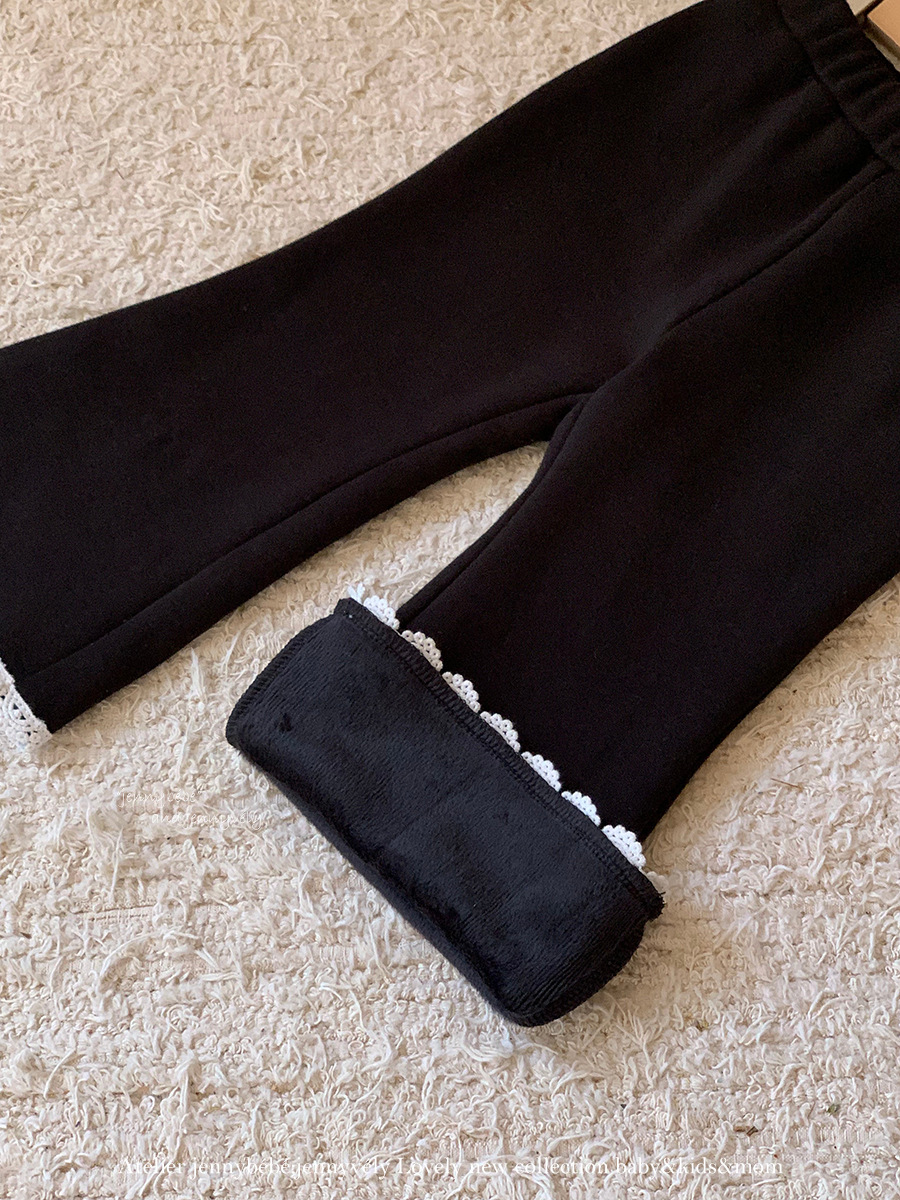 JE 634｜(80-110cm)  蕾絲絨毛長褲