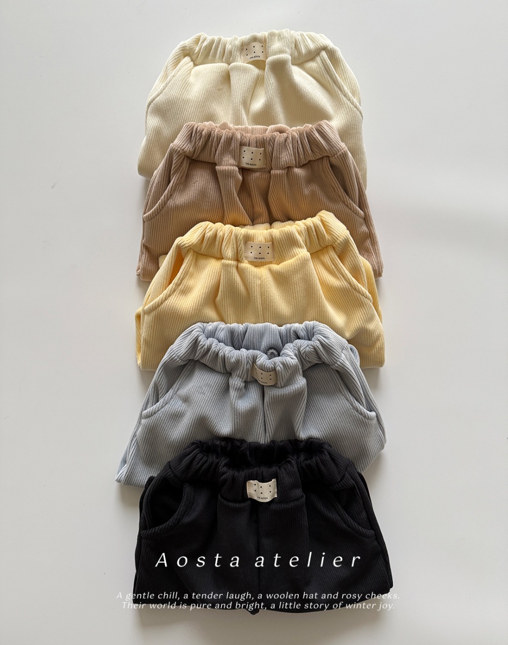 AOSTA46｜(6m-5y) 絲絨休閒縮口褲