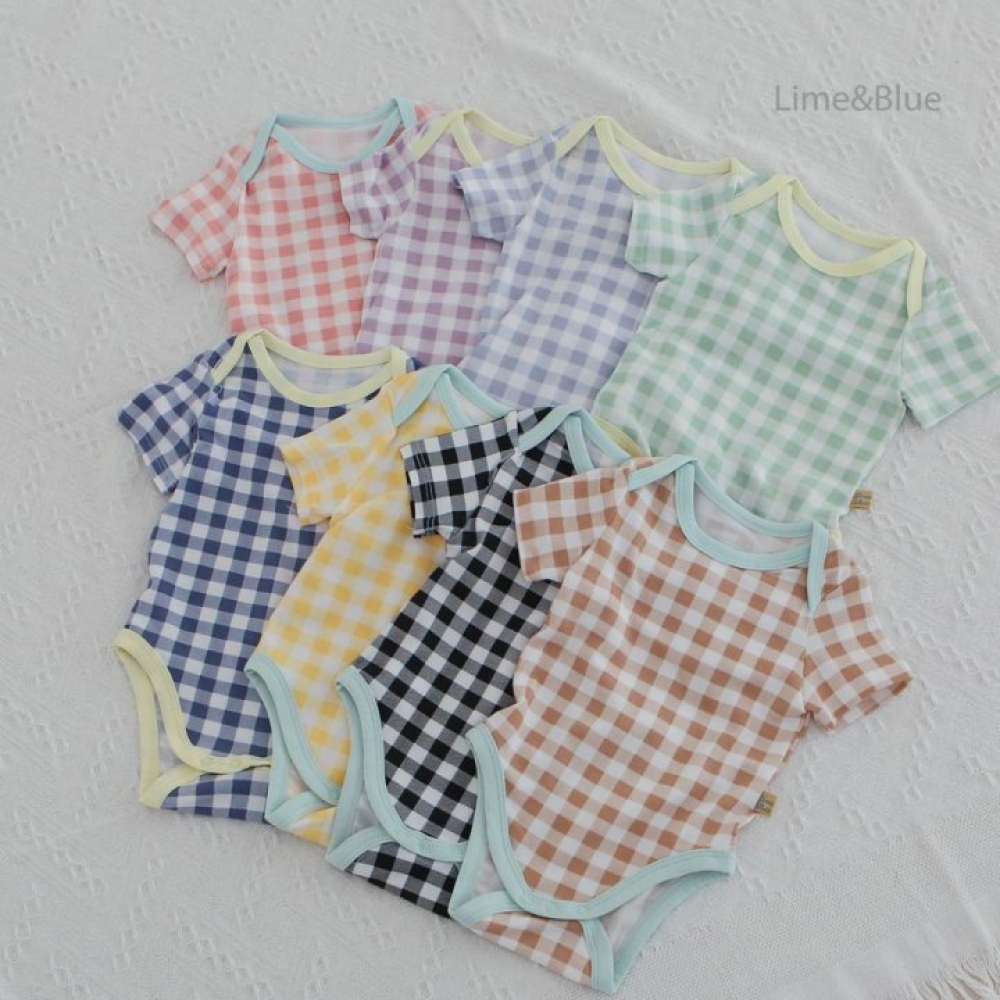 LIME&BLUE32｜(55-118cm MOM-DAD)  格紋親子套裝