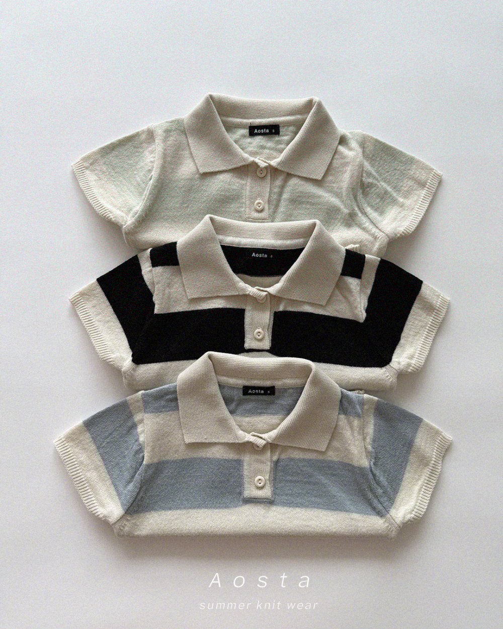 AOSTA31｜(1y-5y) 3款針織領條紋襯衫