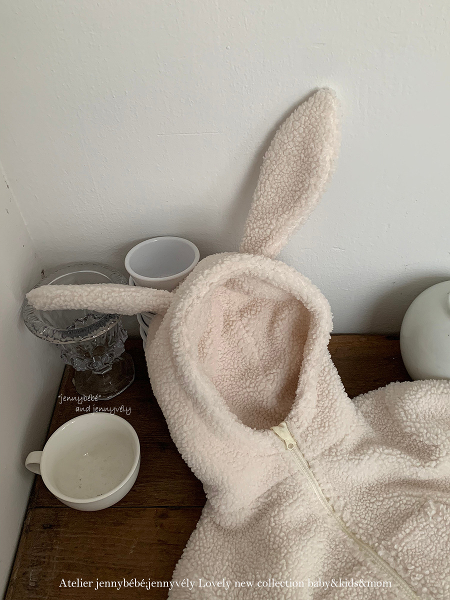 JE 655｜(80-110cm)  兔耳羊羔毛外套