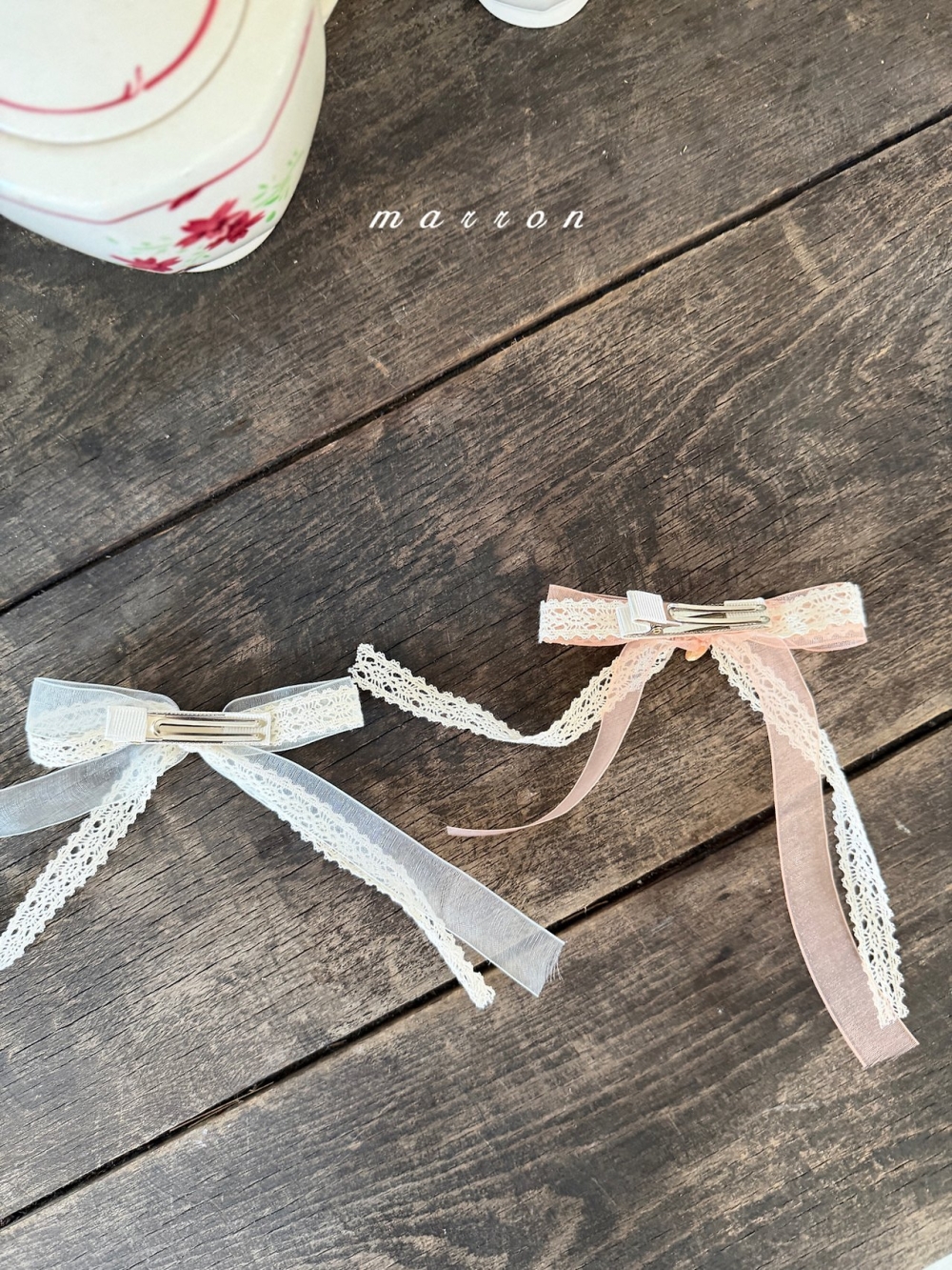 Marron36｜(Free) 蝴蝶結蕾絲髮夾