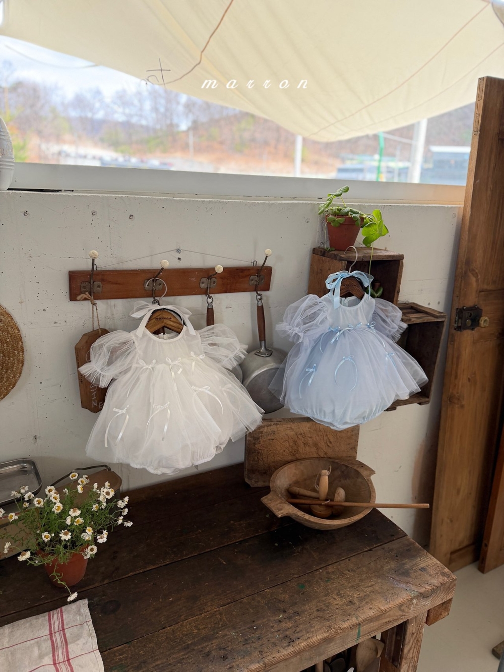 Marron08｜(3m-18m 1y-6y) 蝴蝶結紗裙裝