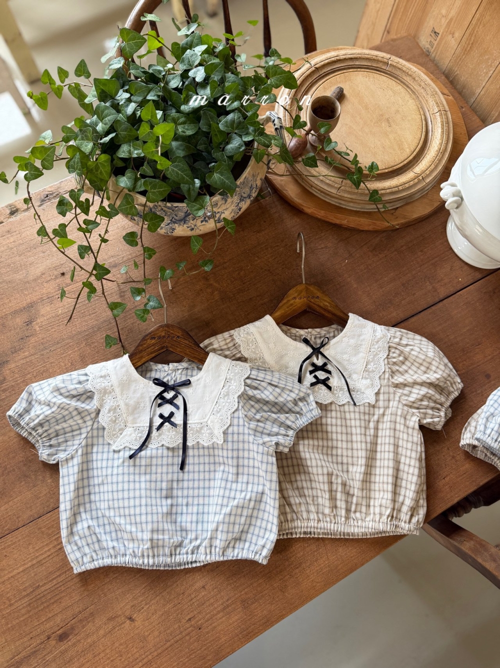 Marron19｜(1y-6y) 蕾絲蘋果襯衫