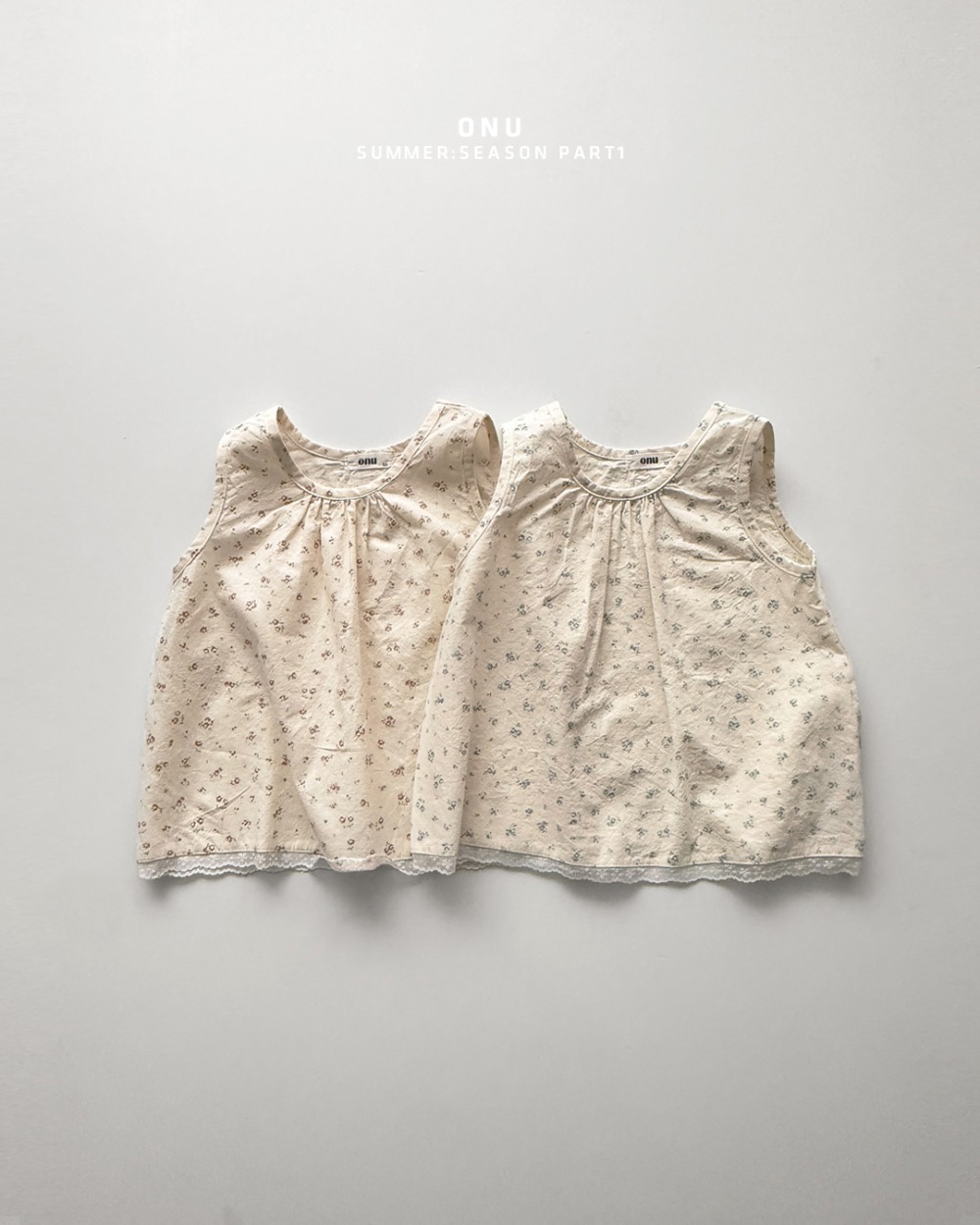 onu32｜(70cm-115cm) 碎花蕾絲滾邊洋裝