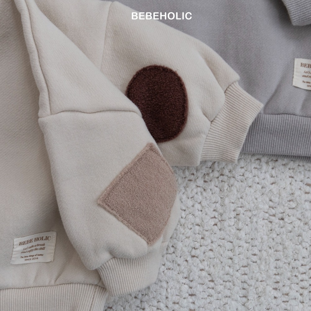 Bebe holic46｜(3m-18m) 拼布內刷毛休閒上衣