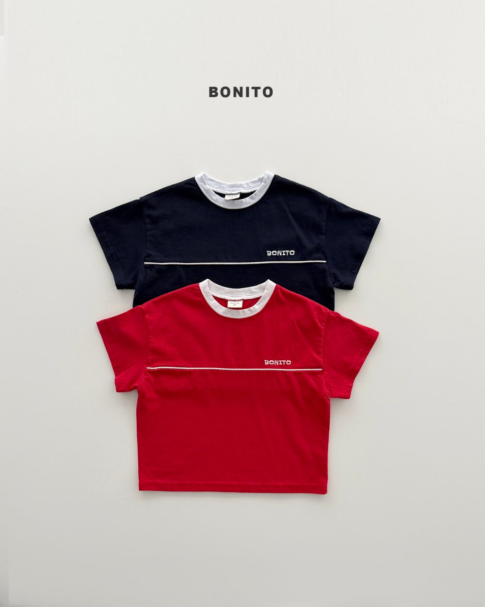 Bonito12｜(75cm-125cm) 2色字母分線上衣