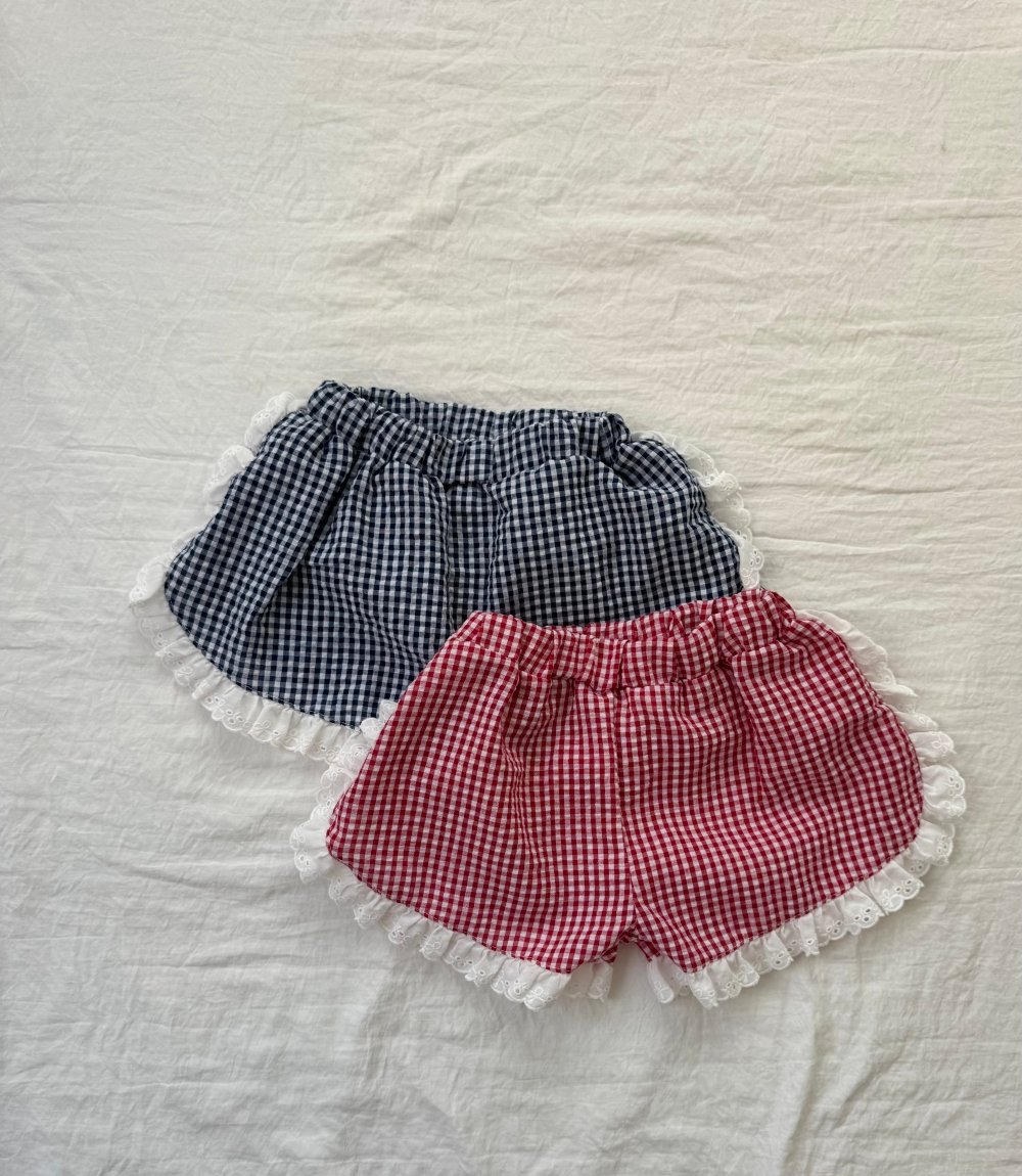 LePetitmot04｜(80-125cm) 格紋蕾絲短褲