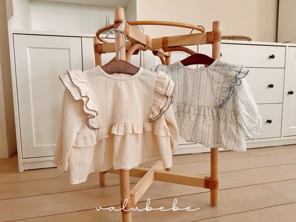 Valubebe48｜(65-90) 莓果摺邊飛袖襯衫