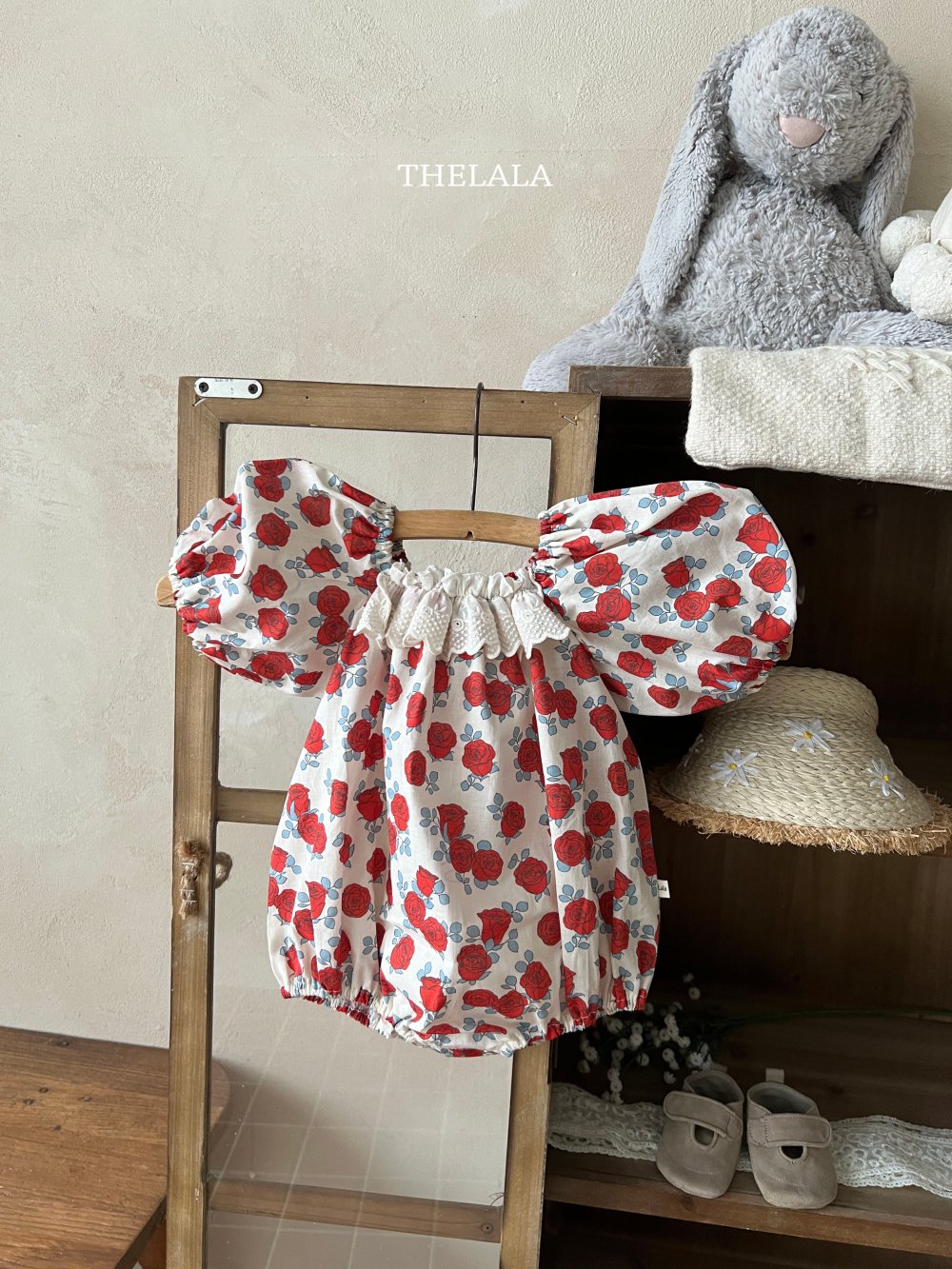 thelala54｜ (0m-18m) 玫瑰蕾絲方領包屁衣