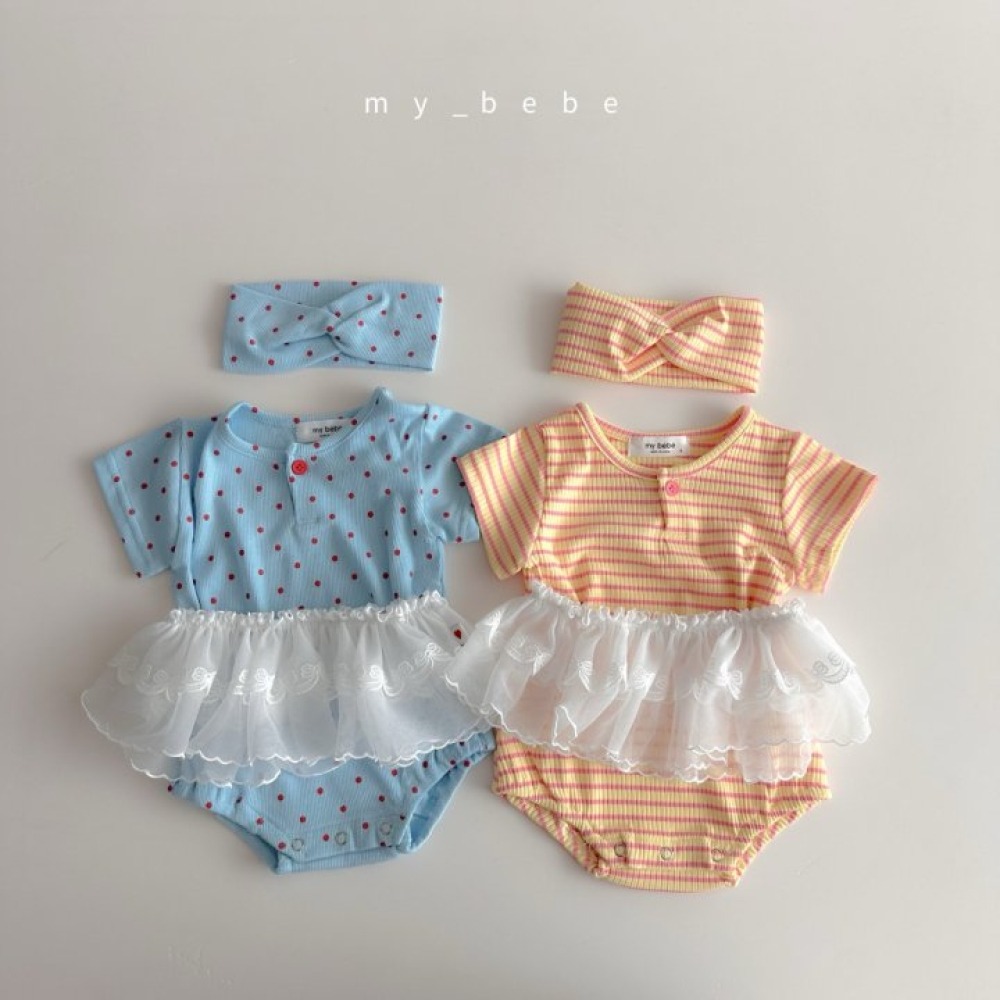 my_bebe17｜(58-72cm) 羅紋包屁衣含髮帶