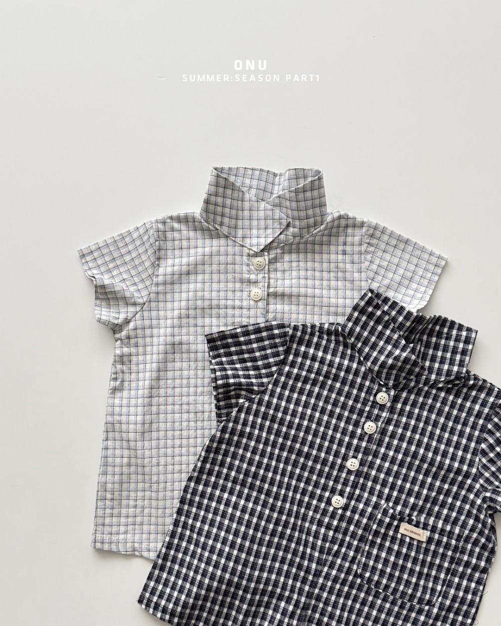 onu53｜(6m-12m) 格紋有領包屁衣