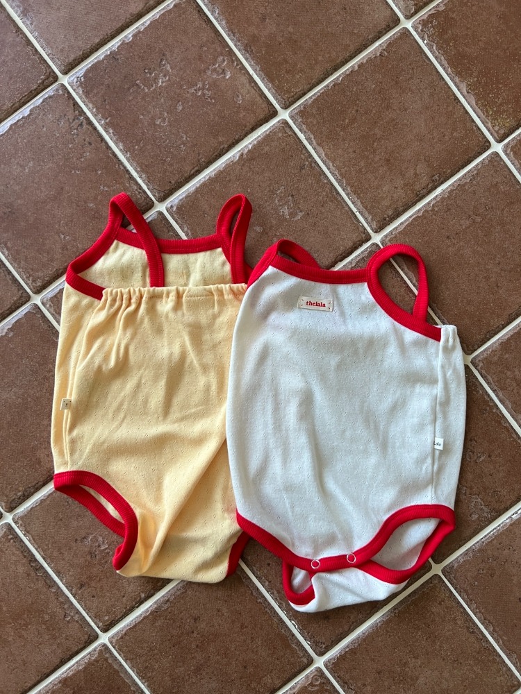 thelala65｜ (0m-18m) 滾邊無袖包屁衣