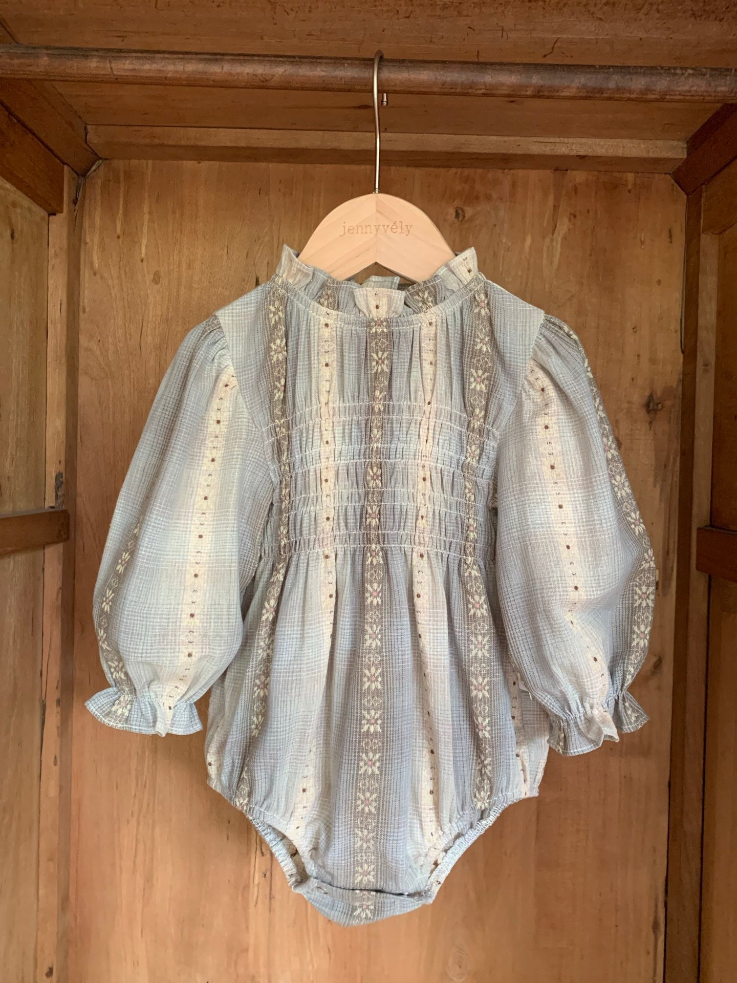 JE623｜(66cm-90cm) 復古立領花邊包屁衣