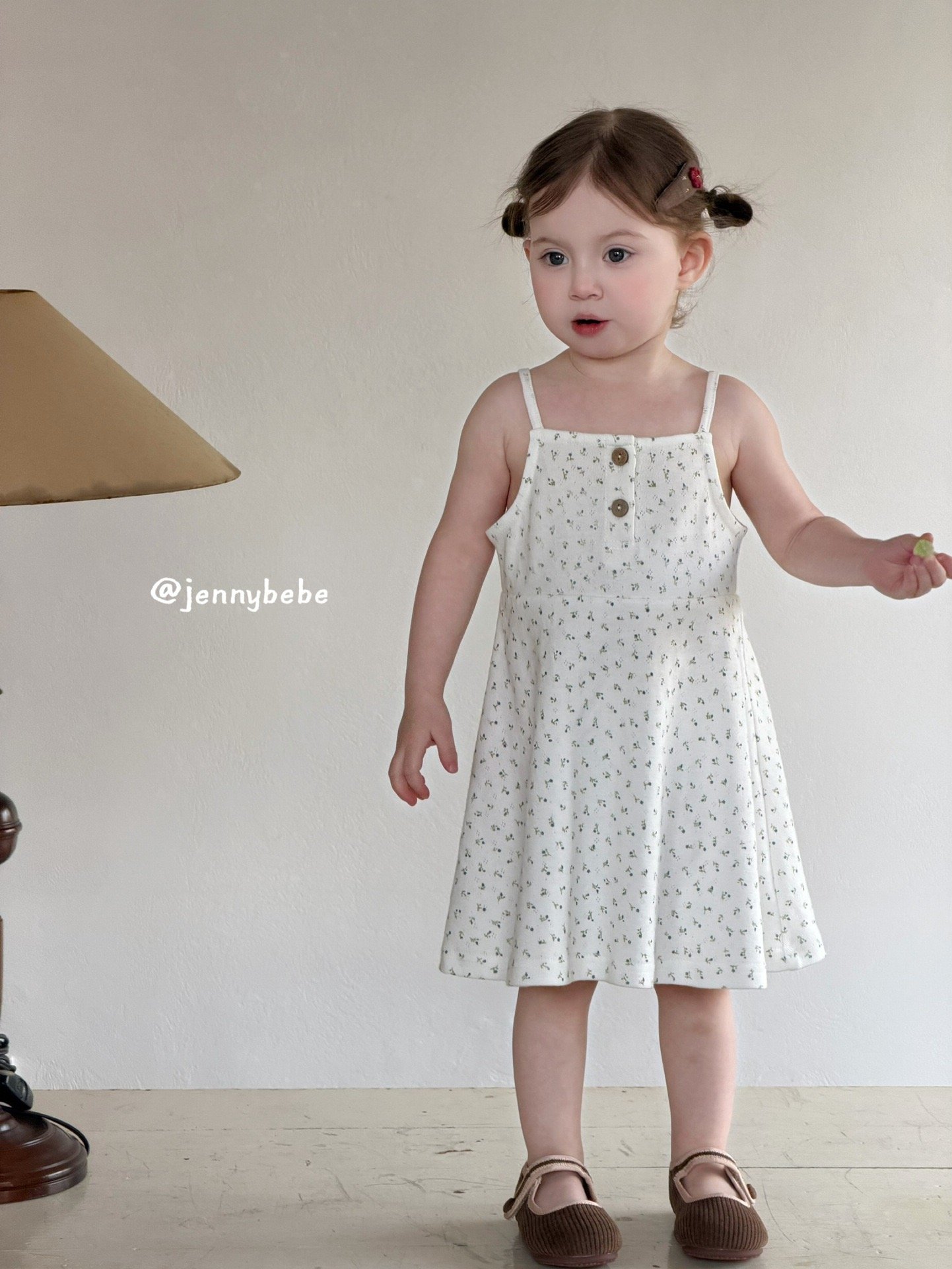 JE434｜(80-120cm) 細肩帶小碎花洋裝