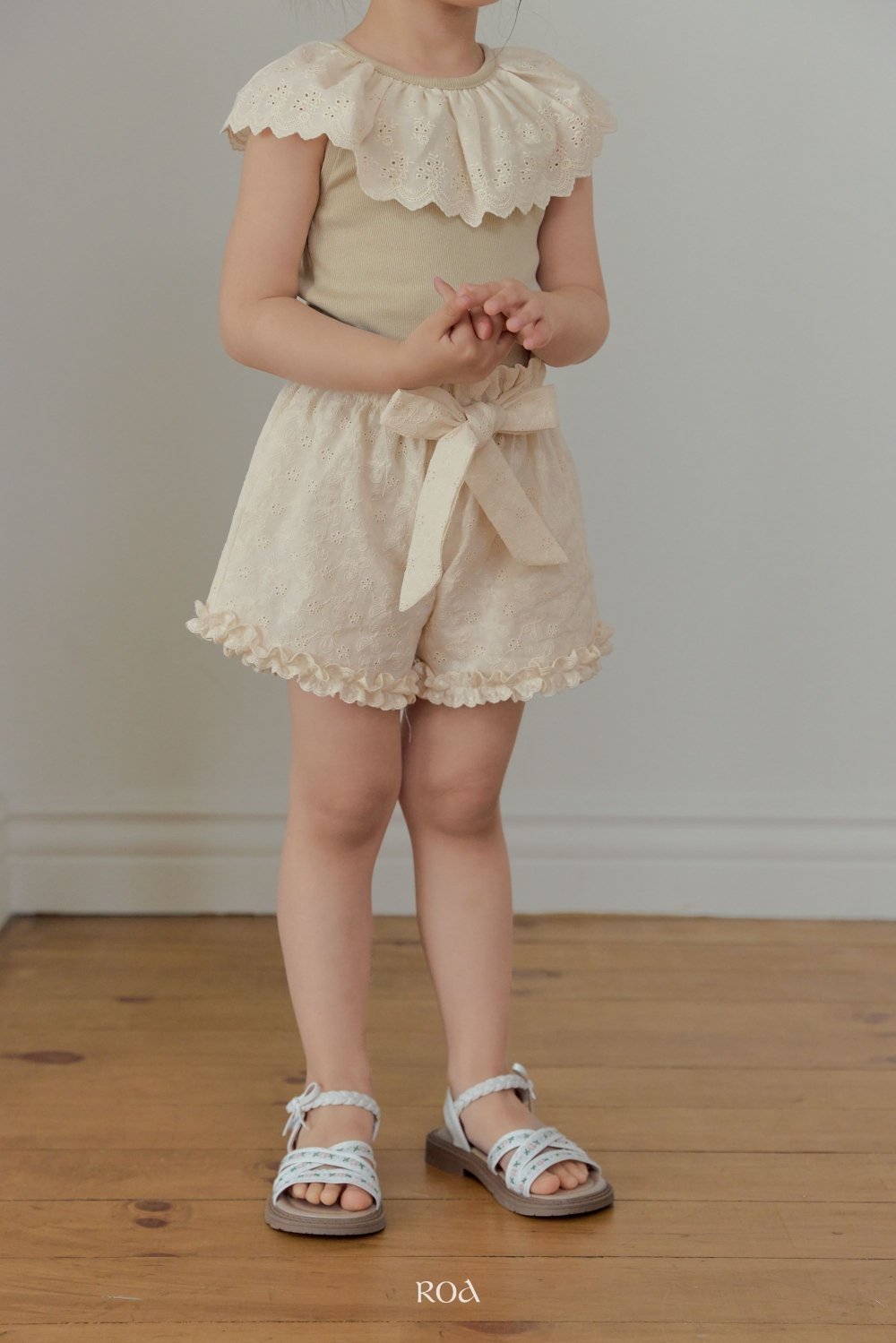 ROA30｜(6m-18m) 2色花邊緞帶短褲