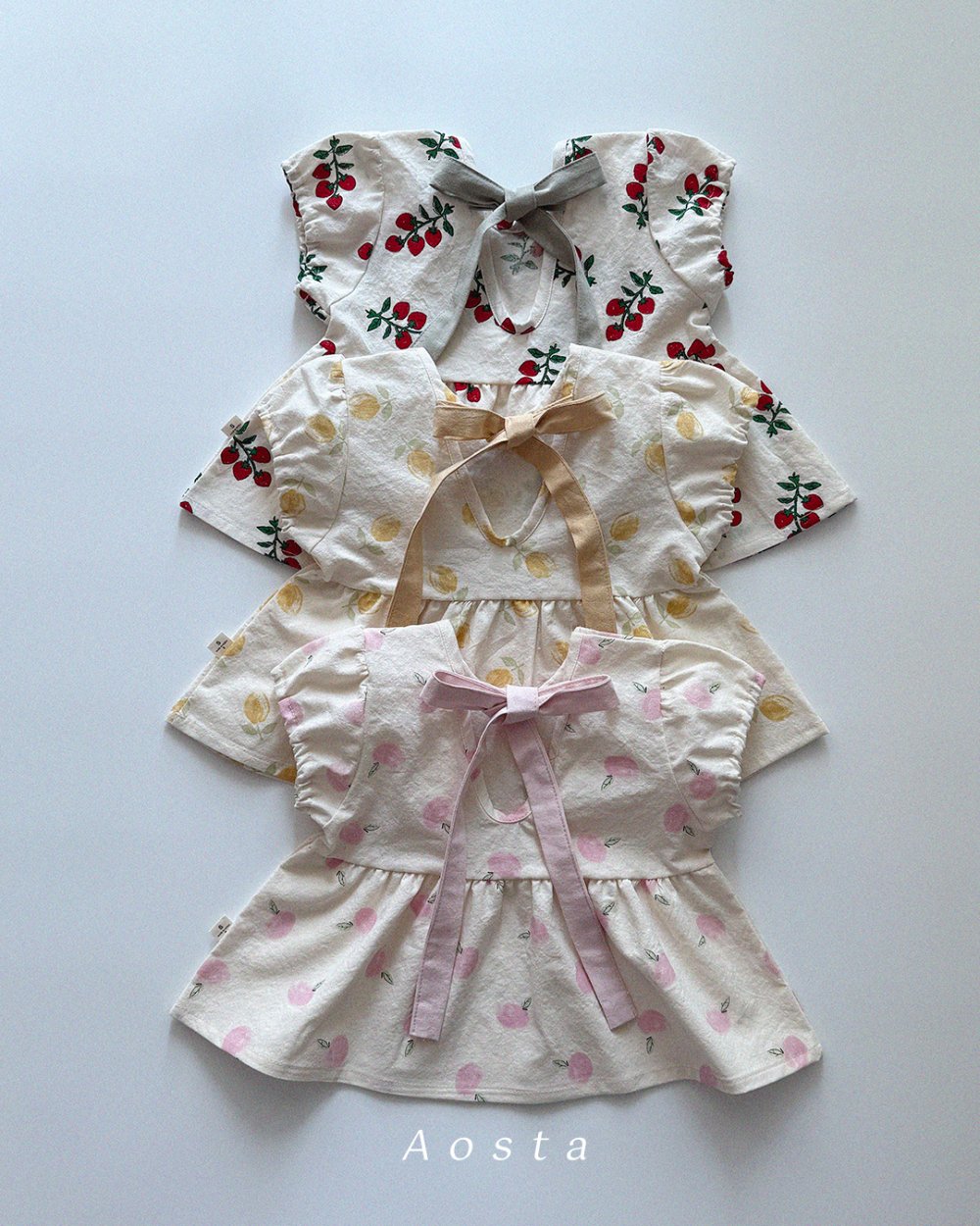 AOSTA12｜(6m-5y) 3款綁帶蝴蝶結娃娃裝
