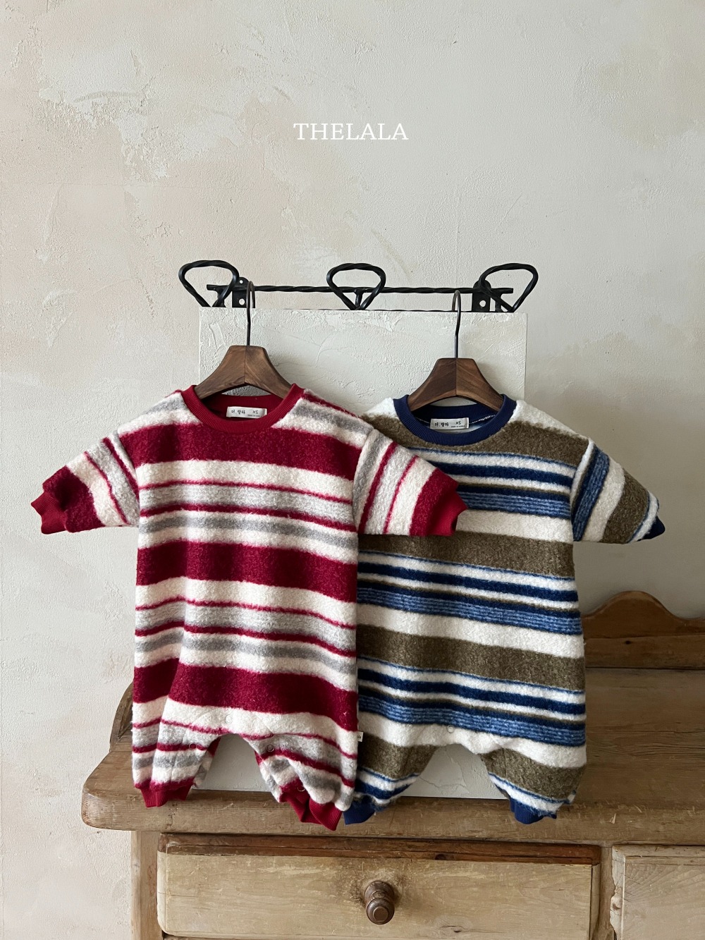 thelala20｜ (0m-18m) 毛毛雙條紋連身衣