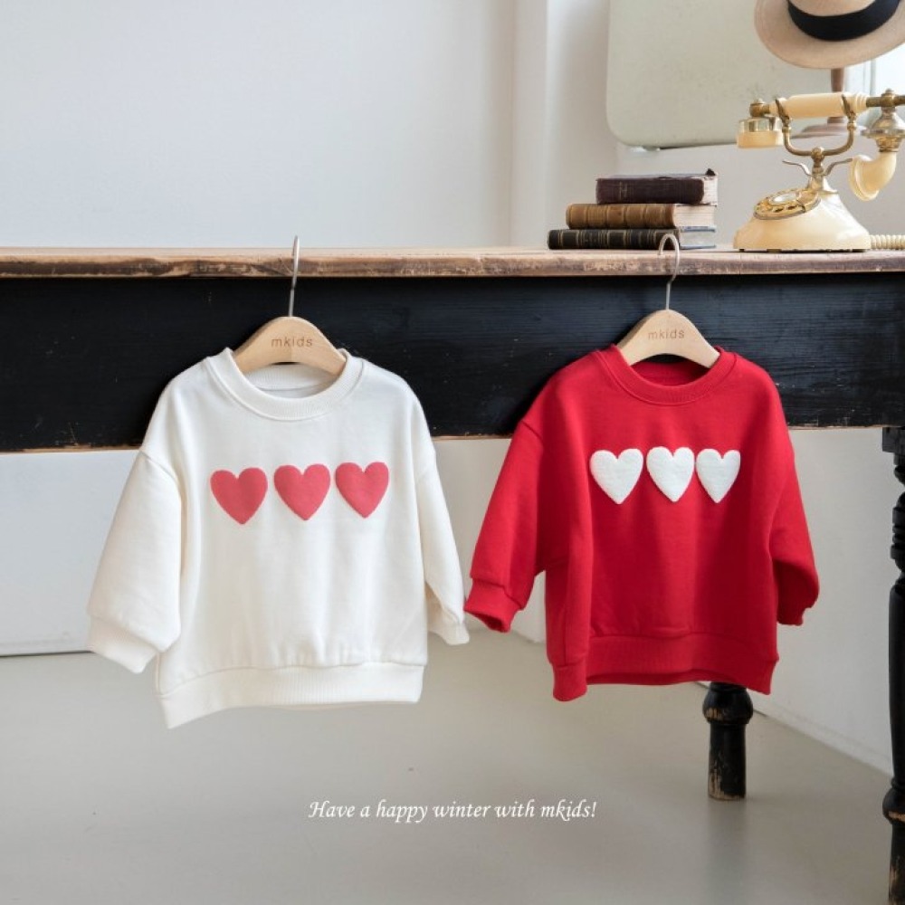M-KIDS42｜(65-115cm) 2色愛心印花休閒上衣