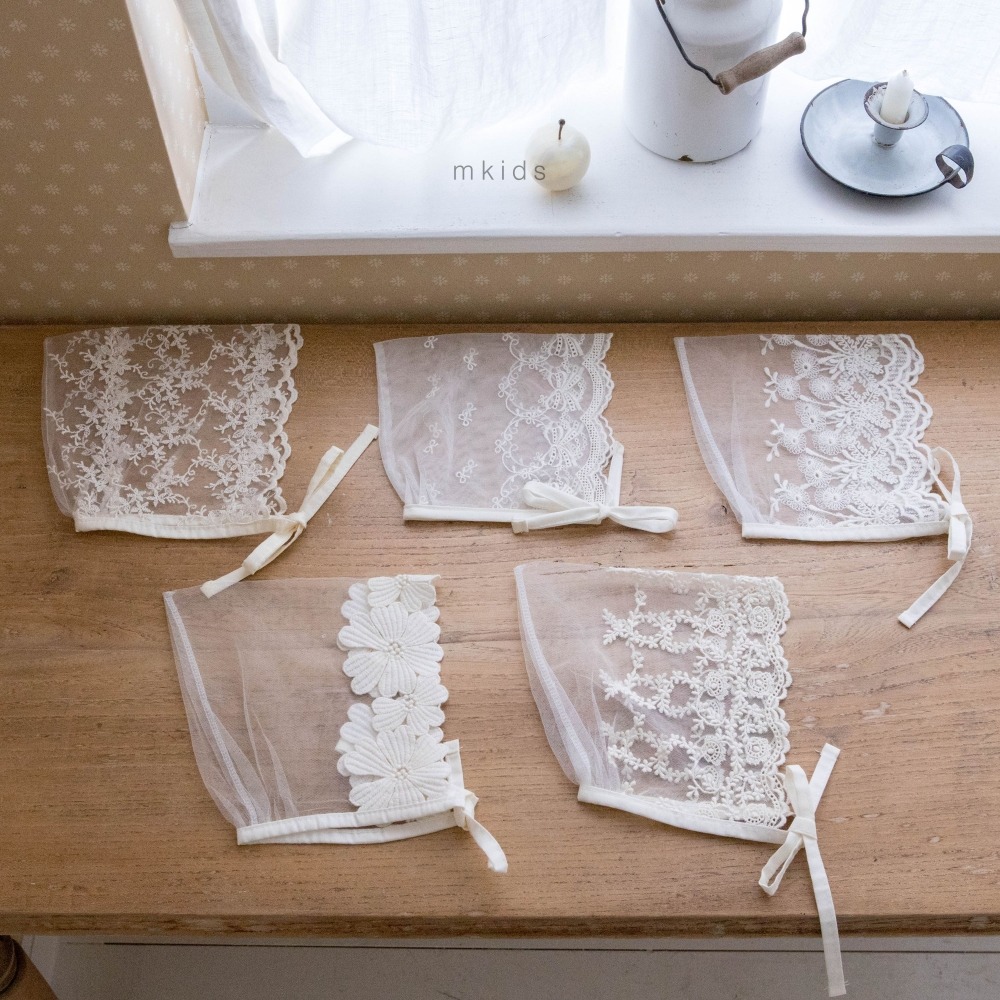 M-KIDS37｜(65-80cm) 蕾絲綁帶帽