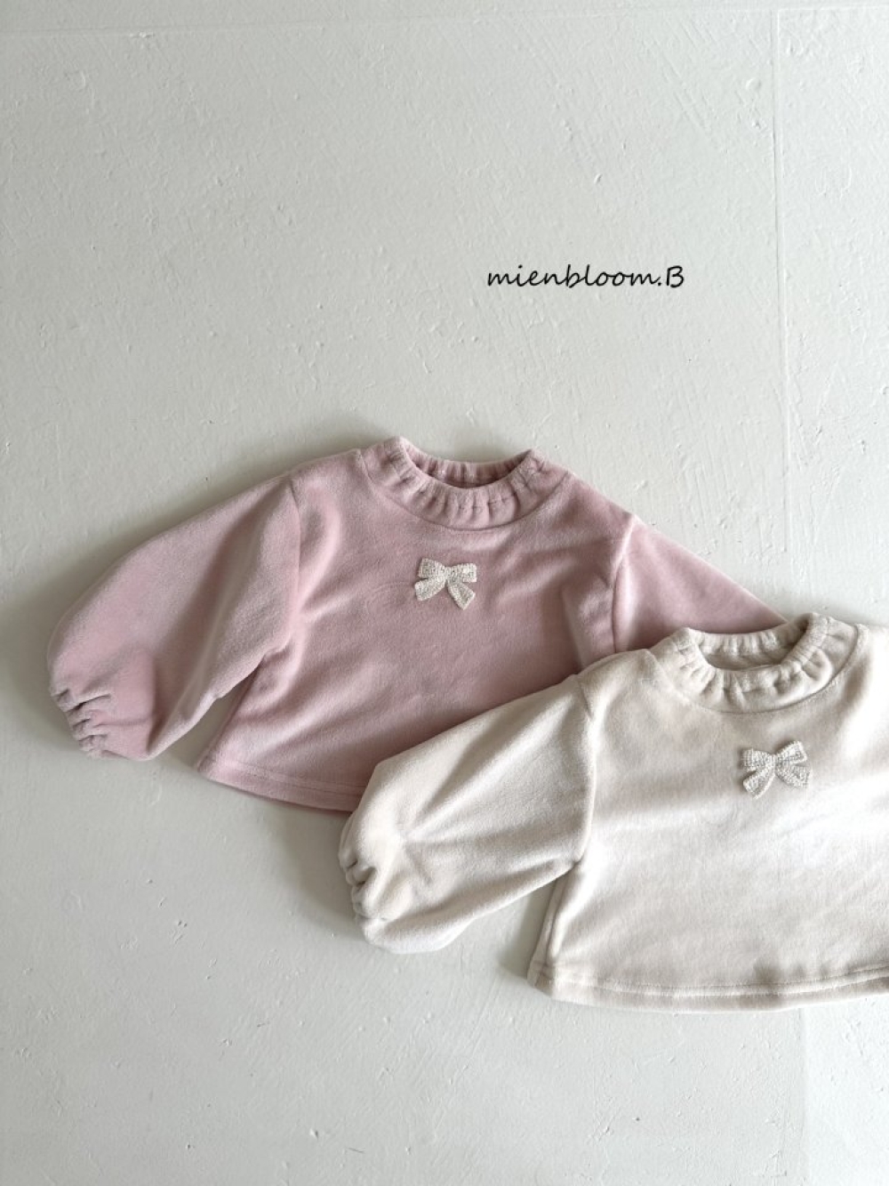 Bloom.b27｜(0m-24m/85cm-125cm) 刷絨蝴蝶緞帶蕾絲上衣