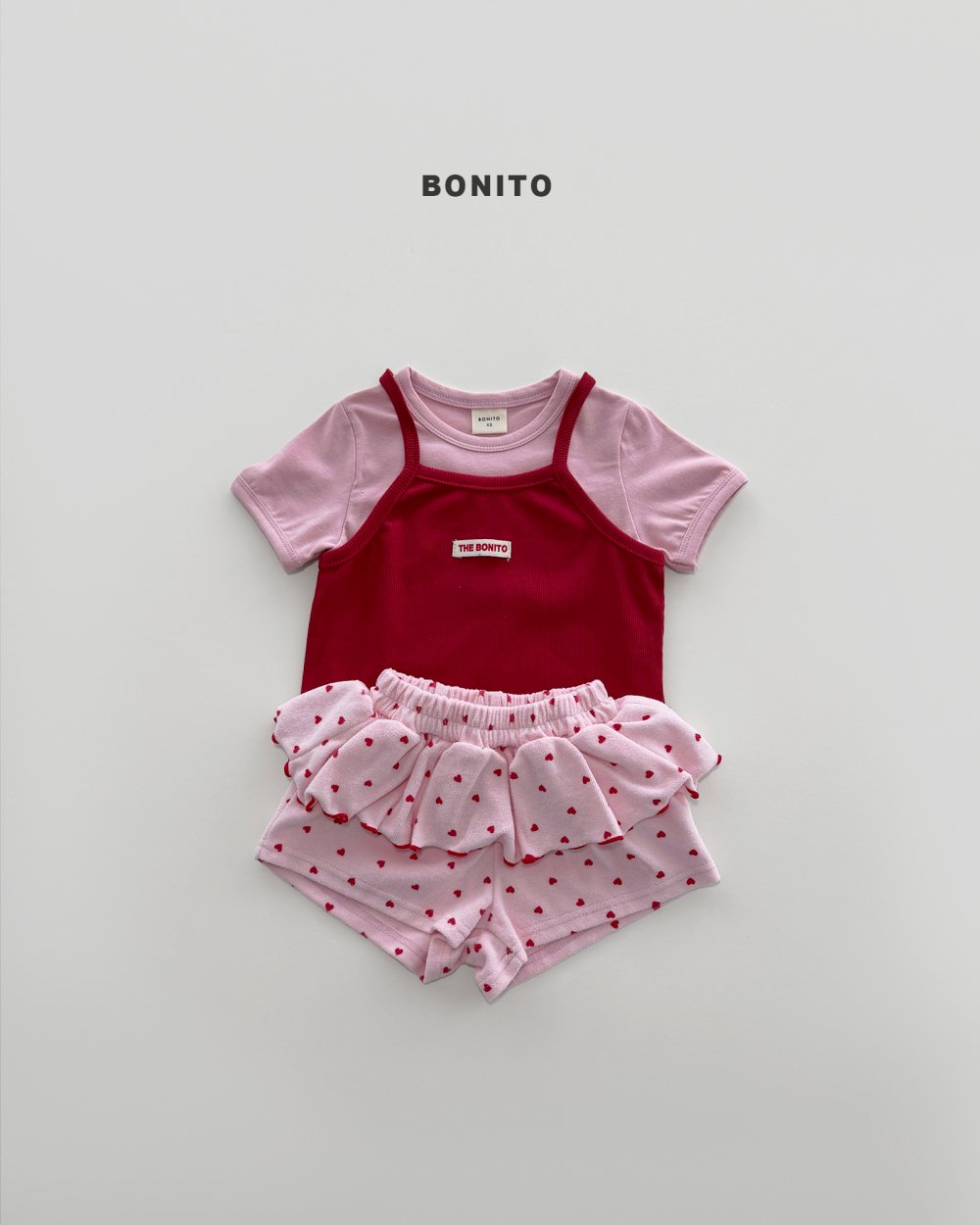 Bonito35｜(75cm-125cm) 3色小愛心荷葉邊短褲