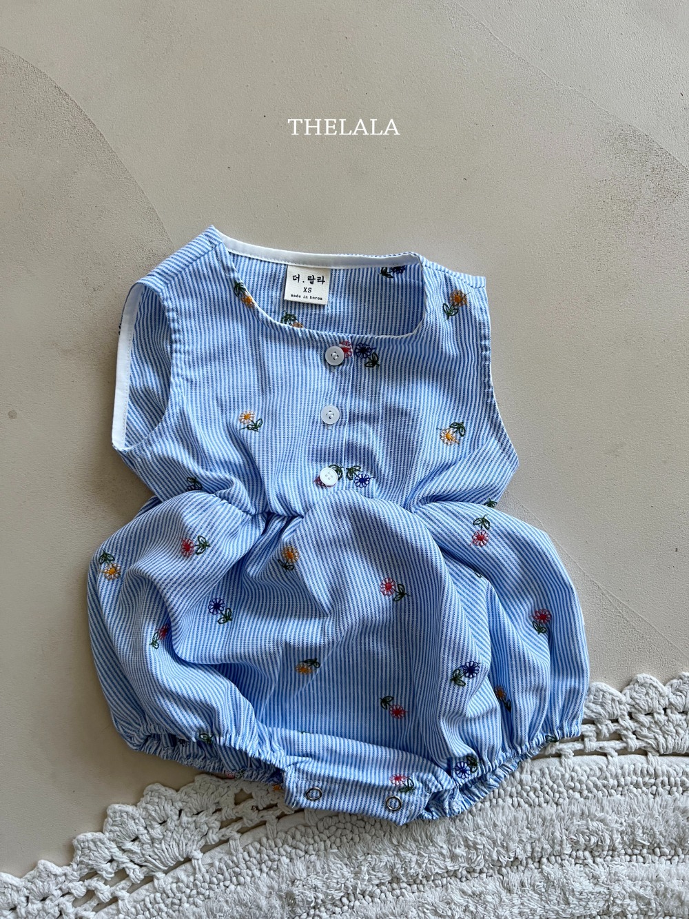 thelala46｜ (0m-18m) 花卉細條紋包屁衣