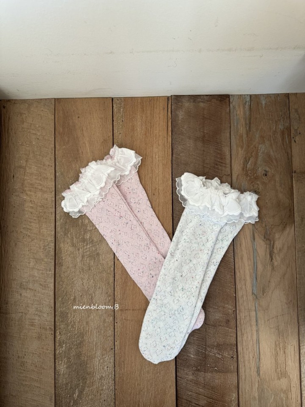 Bloom.b10｜(0m-18m) 愛心蕾絲花邊無根襪