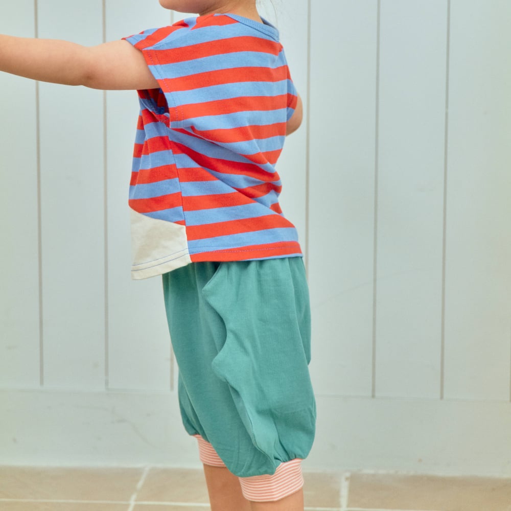 1st blue10｜(~93-118cm) 恐龍角六分褲