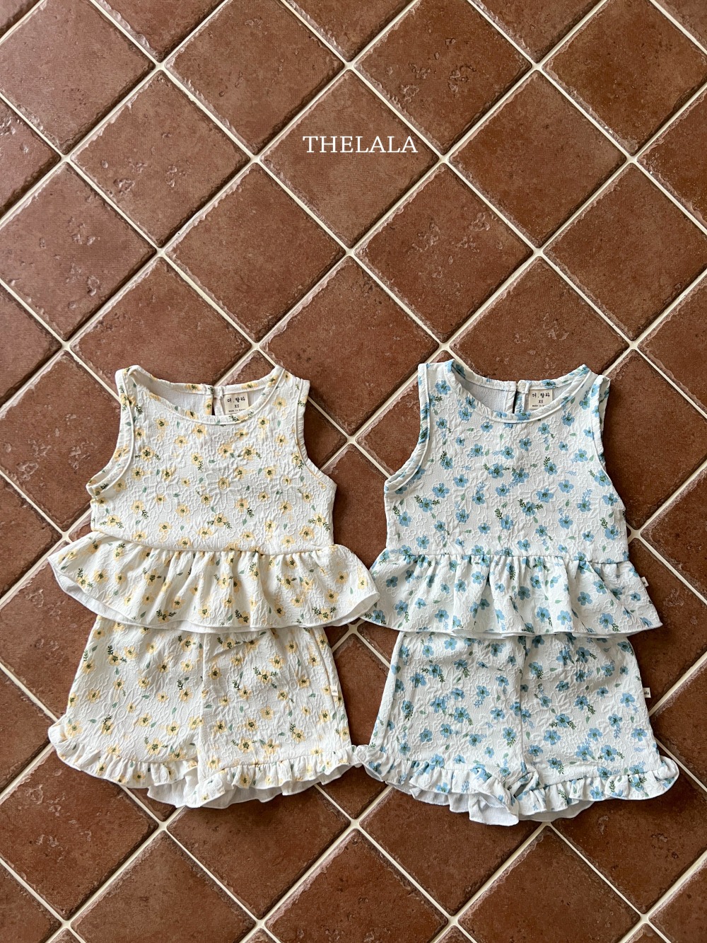 thelala33｜ (70-115) 抓皺碎花荷葉套裝