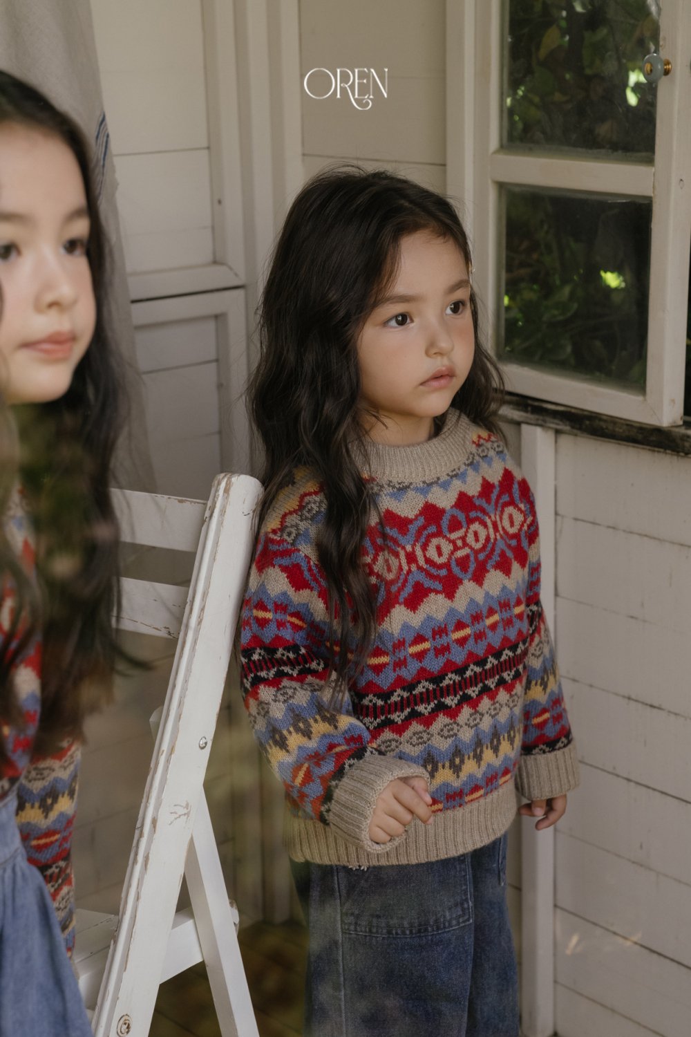 OREN20｜(85-120cm-mom) 復古北歐提花針織毛衣