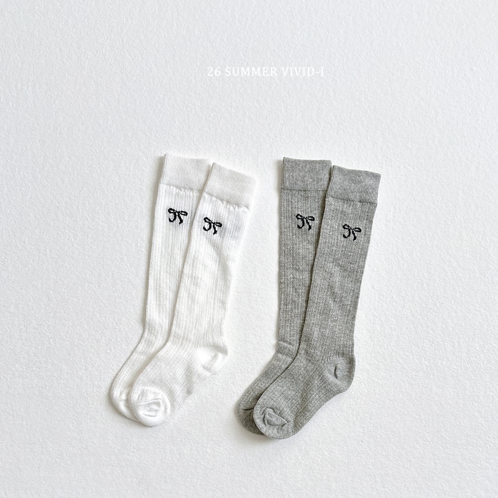 vivid03｜(3~6y) 緞帶刺繡過膝襪(1組2雙）