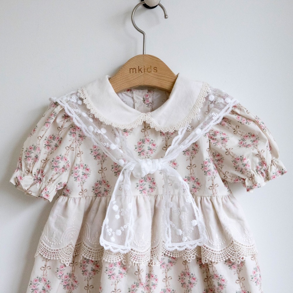 M-KIDS58｜(65-115cm) 蕾絲綁帶披肩