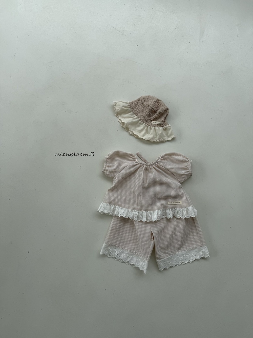 Bloom.b33｜(55cm-118cm) 格紋蕾絲花邊上衣