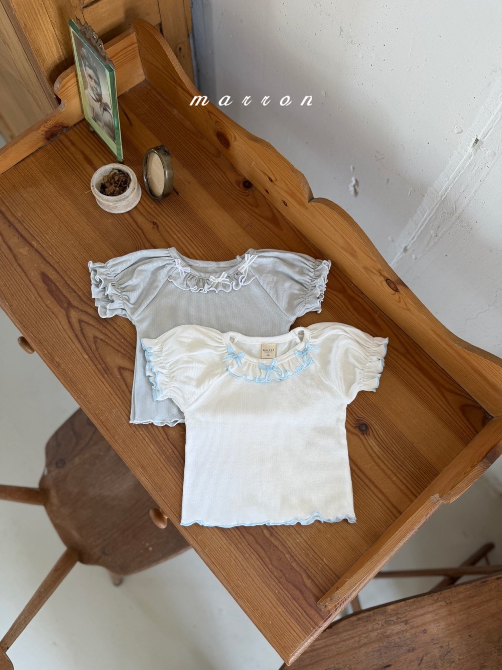 Marron31｜(1y-6y) 公主蝴蝶結花邊上衣