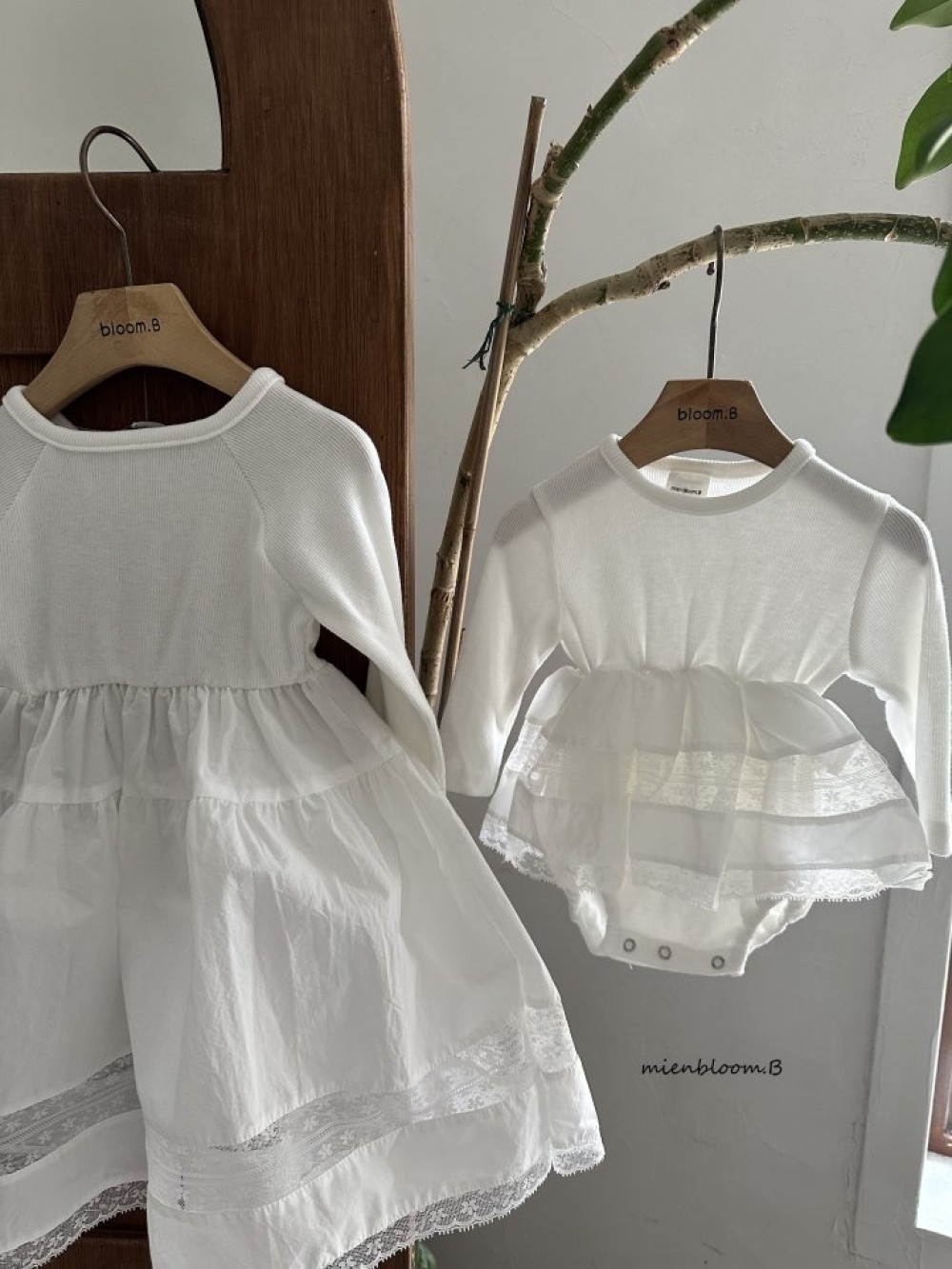 Bloom.b38｜(0m-7y) 蕾絲羅紋包屁衣/洋裝